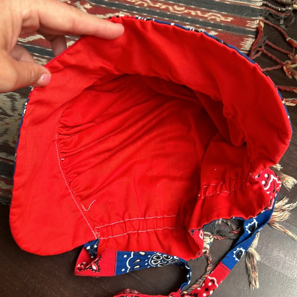 Vintage Handmade Bandana Print Pioneer Prairie Bonnet - Picture 7 of 8
